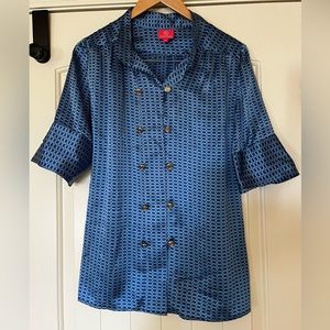 womens Lissa Mar  Geometric silk shirt dress size medium